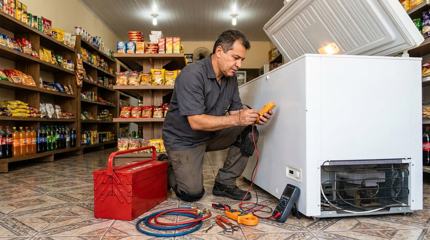 Recarga de gás refrigerante em freezer em atendimento no Amazonas, Montes Claros‑MG